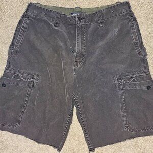 Old Navy Grey-Black Mens 36 Distressed Cargo Shorts